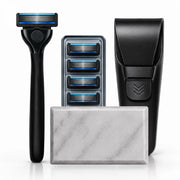 RevMont Z5 Tapstone Bladesmith Shaving System with razor, case, marble Tapstone, and refill blades