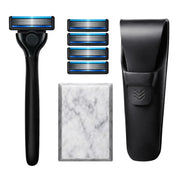 RevMont Z5 Tapstone razor set with travel case, strike stone, and extra shaving blades